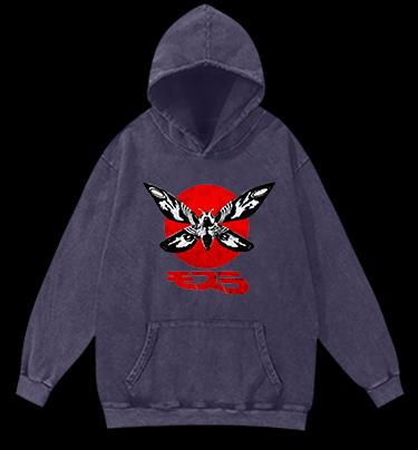 Mothra's Red Sun Vintage Washed 100% Cotton Hoodie
