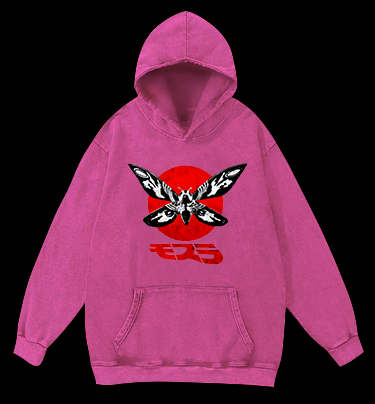 Mothra's Red Sun Vintage Washed 100% Cotton Hoodie