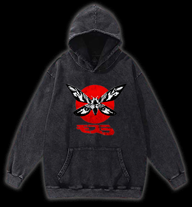 Mothra's Red Sun Vintage Washed 100% Cotton Hoodie