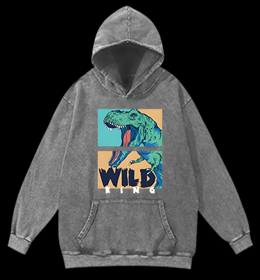 Wild Dino King Vintage Washed 100% Cotton Hoodie