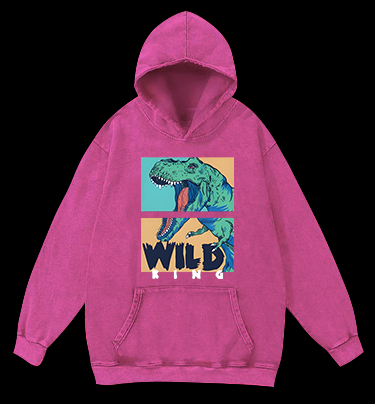 Wild Dino King Vintage Washed 100% Cotton Hoodie