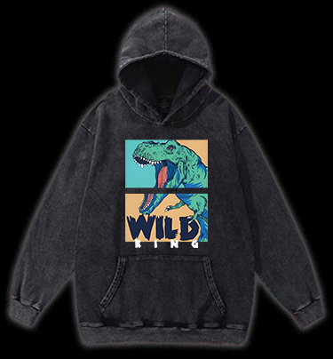 Wild Dino King Vintage Washed 100% Cotton Hoodie
