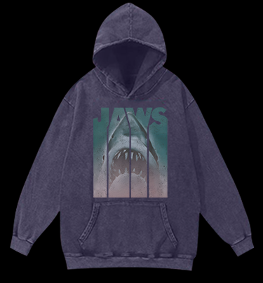 Shark's Jaws Poster Vintage Washed 100% Cotton Hoodie
