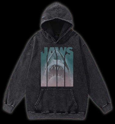 Shark's Jaws Poster Vintage Washed 100% Cotton Hoodie
