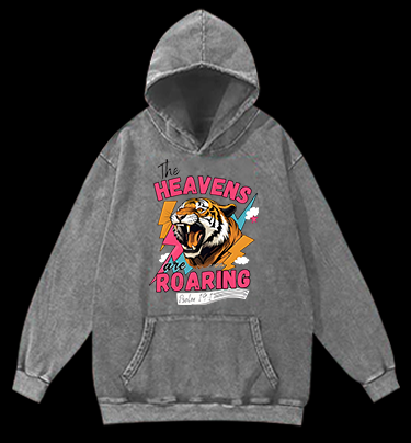 Tiger's Heavenly Roar Vintage Washed 100% Cotton Hoodie