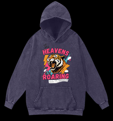 Tiger's Heavenly Roar Vintage Washed 100% Cotton Hoodie