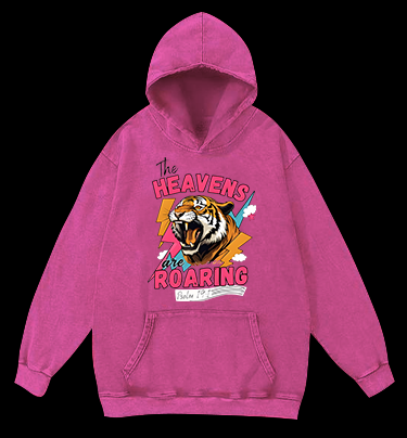 Tiger's Heavenly Roar Vintage Washed 100% Cotton Hoodie