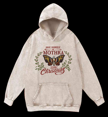Mothra's Christmas Vintage Washed 100% Cotton Hoodie