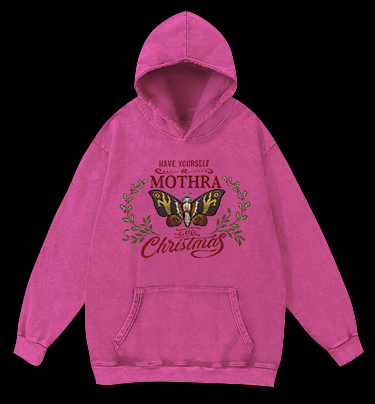Mothra's Christmas Vintage Washed 100% Cotton Hoodie