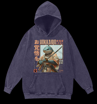 Samurai Shark Chef Vintage Washed 100% Cotton Hoodie