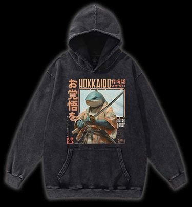 Samurai Shark Chef Vintage Washed 100% Cotton Hoodie