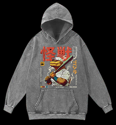 Monster Bat Swinger Vintage Washed 100% Cotton Hoodie