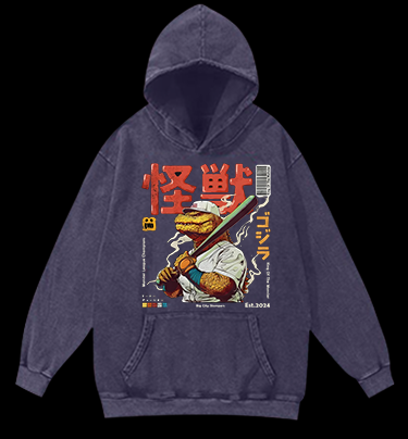 Monster Bat Swinger Vintage Washed 100% Cotton Hoodie