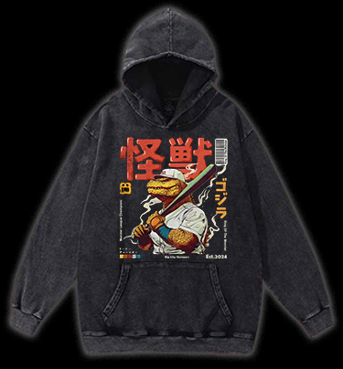 Monster Bat Swinger Vintage Washed 100% Cotton Hoodie