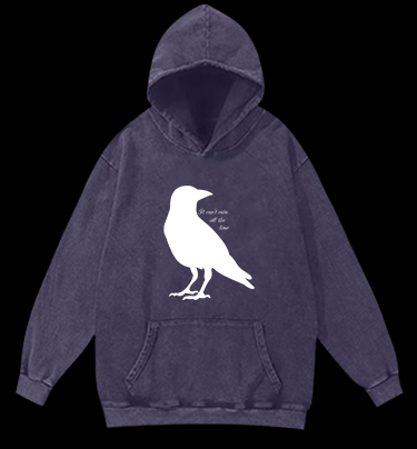 Crow's Rain Wisdom Vintage Washed 100% Cotton Hoodie
