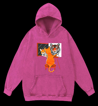 Cat's Tiger Illusion Vintage Washed 100% Cotton Hoodie