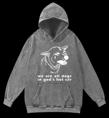 Dog's Helpless Mood Vintage Washed 100% Cotton Hoodie