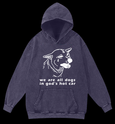 Dog's Helpless Mood Vintage Washed 100% Cotton Hoodie