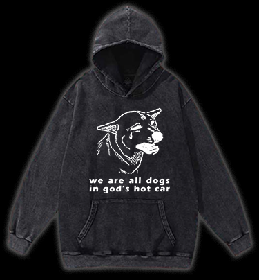 Dog's Helpless Mood Vintage Washed 100% Cotton Hoodie