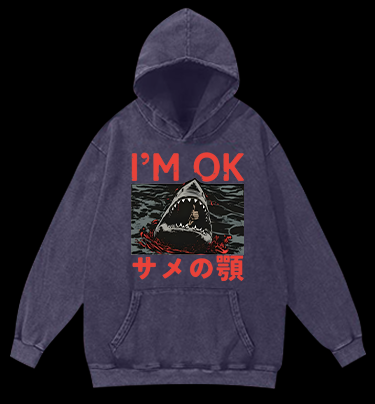 Shark's OK Joke Vintage Washed 100% Cotton Hoodie