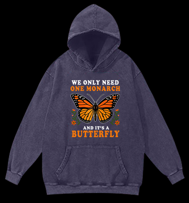 Butterfly Monarch Joke Vintage Washed 100% Cotton Hoodie