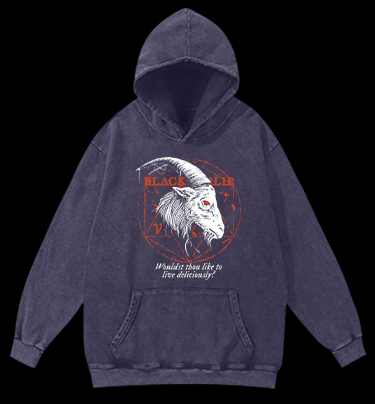 Goat's Dark Tempt Vintage Washed 100% Cotton Hoodie