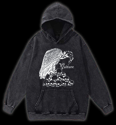 Vulture Dark's Realm Vintage Washed 100% Cotton Hoodie