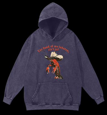 Cowboy Lobster Vibe Vintage Washed 100% Cotton Hoodie
