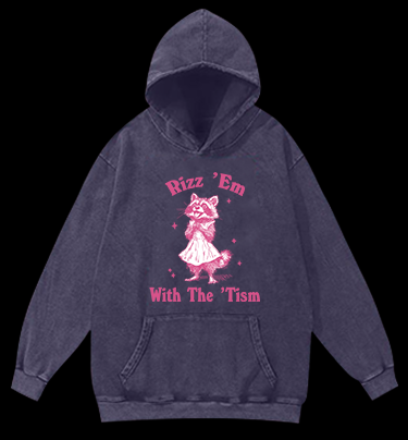 Raccoon: Cute Charmer Vintage Washed 100% Cotton Hoodie