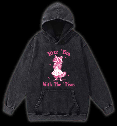 Raccoon: Cute Charmer Vintage Washed 100% Cotton Hoodie