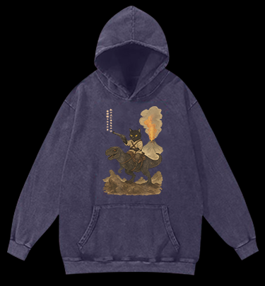 Cat's Fantasy Ride Vintage Washed 100% Cotton Hoodie