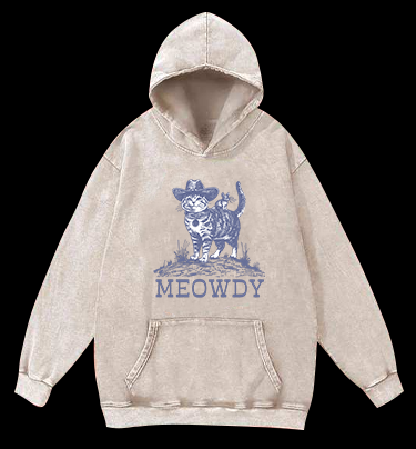 Cat's Western Greeting Vintage Washed 100% Cotton Hoodie