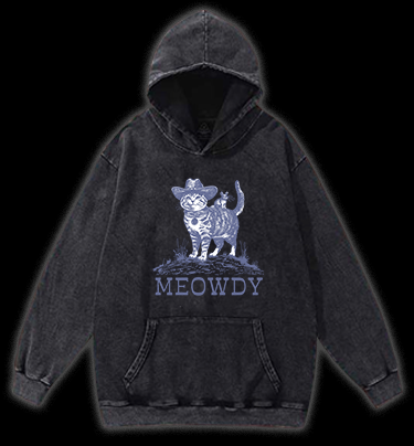 Cat's Western Greeting Vintage Washed 100% Cotton Hoodie