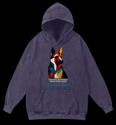 Dog: Fernand Léger's Style Vintage Washed 100% Cotton Hoodie
