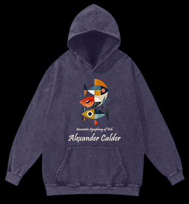 Alexander Calder's Fish Vintage Washed 100% Cotton Hoodie