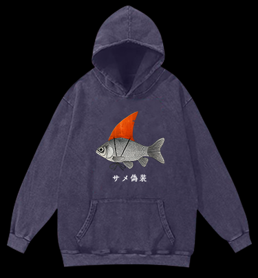 Fish's Shark Disguise Vintage Washed 100% Cotton Hoodie