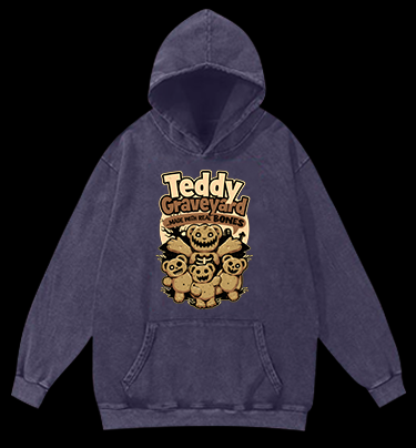 Creepy Bear Fun Vintage Washed 100% Cotton Hoodie