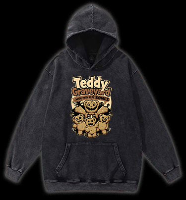 Creepy Bear Fun Vintage Washed 100% Cotton Hoodie