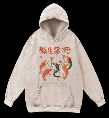 Fish's Carefree Vibe Vintage Washed 100% Cotton Hoodie