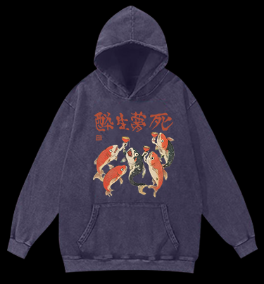 Fish's Carefree Vibe Vintage Washed 100% Cotton Hoodie