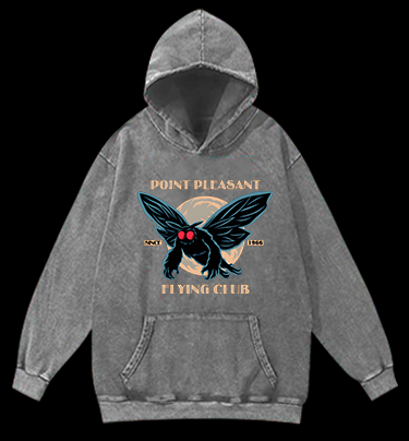 Mysterious Moth Fun Vintage Washed 100% Cotton Hoodie