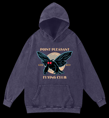 Mysterious Moth Fun Vintage Washed 100% Cotton Hoodie