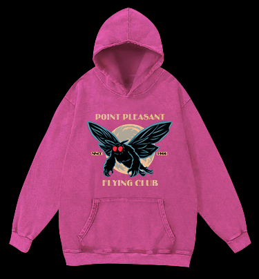 Mysterious Moth Fun Vintage Washed 100% Cotton Hoodie