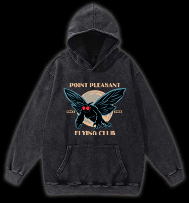 Mysterious Moth Fun Vintage Washed 100% Cotton Hoodie