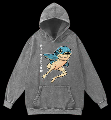 Weird Fish Fun Vintage Washed 100% Cotton Hoodie