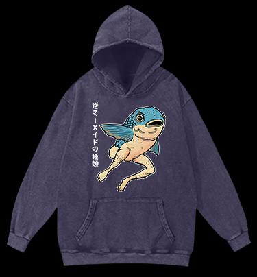 Weird Fish Fun Vintage Washed 100% Cotton Hoodie