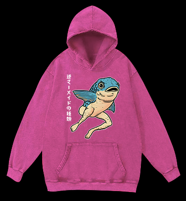 Weird Fish Fun Vintage Washed 100% Cotton Hoodie