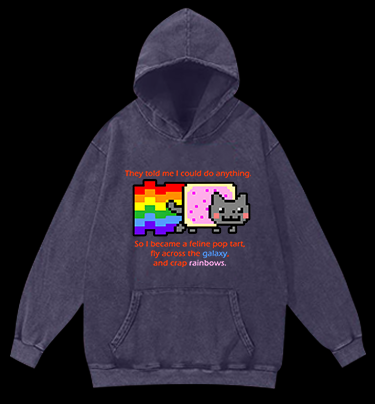 Cat's Crazy Style Vintage Washed 100% Cotton Hoodie