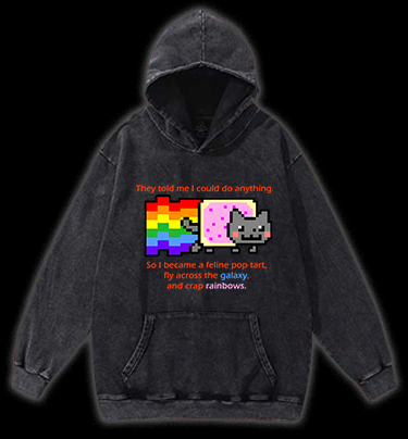 Cat's Crazy Style Vintage Washed 100% Cotton Hoodie