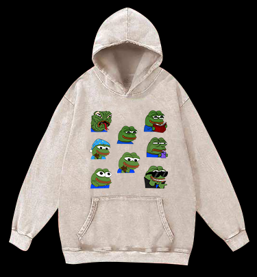 Frog's Meme Fun Vintage Washed 100% Cotton Hoodie